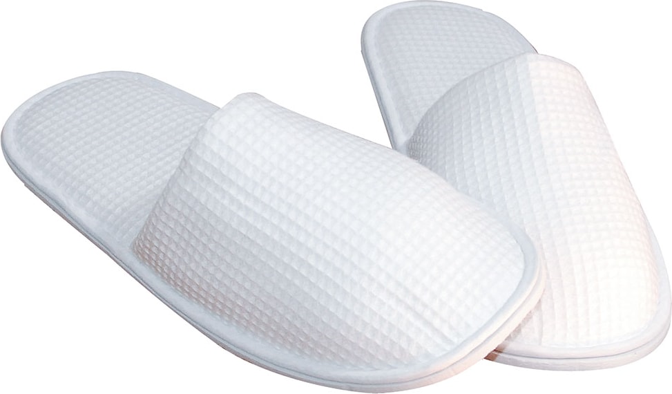 10 Paar Slipper "Relax" Weiss 28 cm lang Baumwolle mit EVA-Sohle sehr weich und luftig Hotelslipper Einwegslipper Einweghausschuhe Gästehausschuhe
