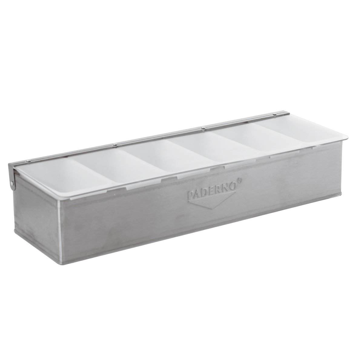 Inox 6-vaks container Paderno Cm47x16x10h met deksel