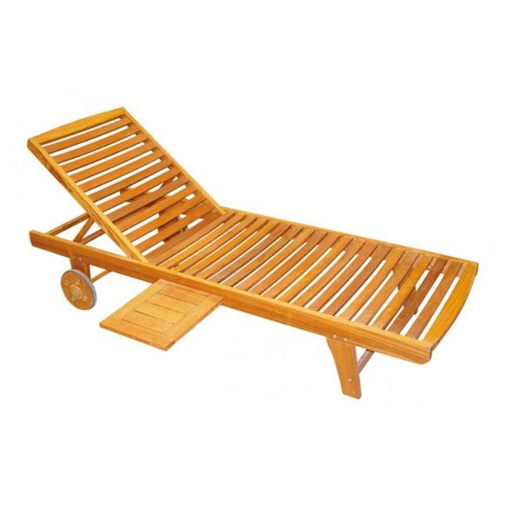 Tumbona madera con repisa y ruedas