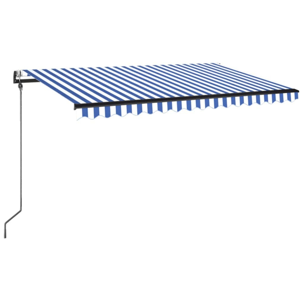 vidaXL Markise Automatisch Einziehbar 450x350 cm Blau und Weiß