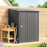 thumbnail of Cobertizo de jardín 0,92 m² 100x103x160 cm caseta de jardín metálica con 1 puerta y cerradura para almacenamiento de herramientas gris oscuro