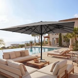 thumbnail of Gastronomie-Luxus-Sonnenschirm HWC-D20, XXL-Schirm Marktschirm, 5x5m (Ø7,2m) Polyester/Alu 90kg ~ anthrazit