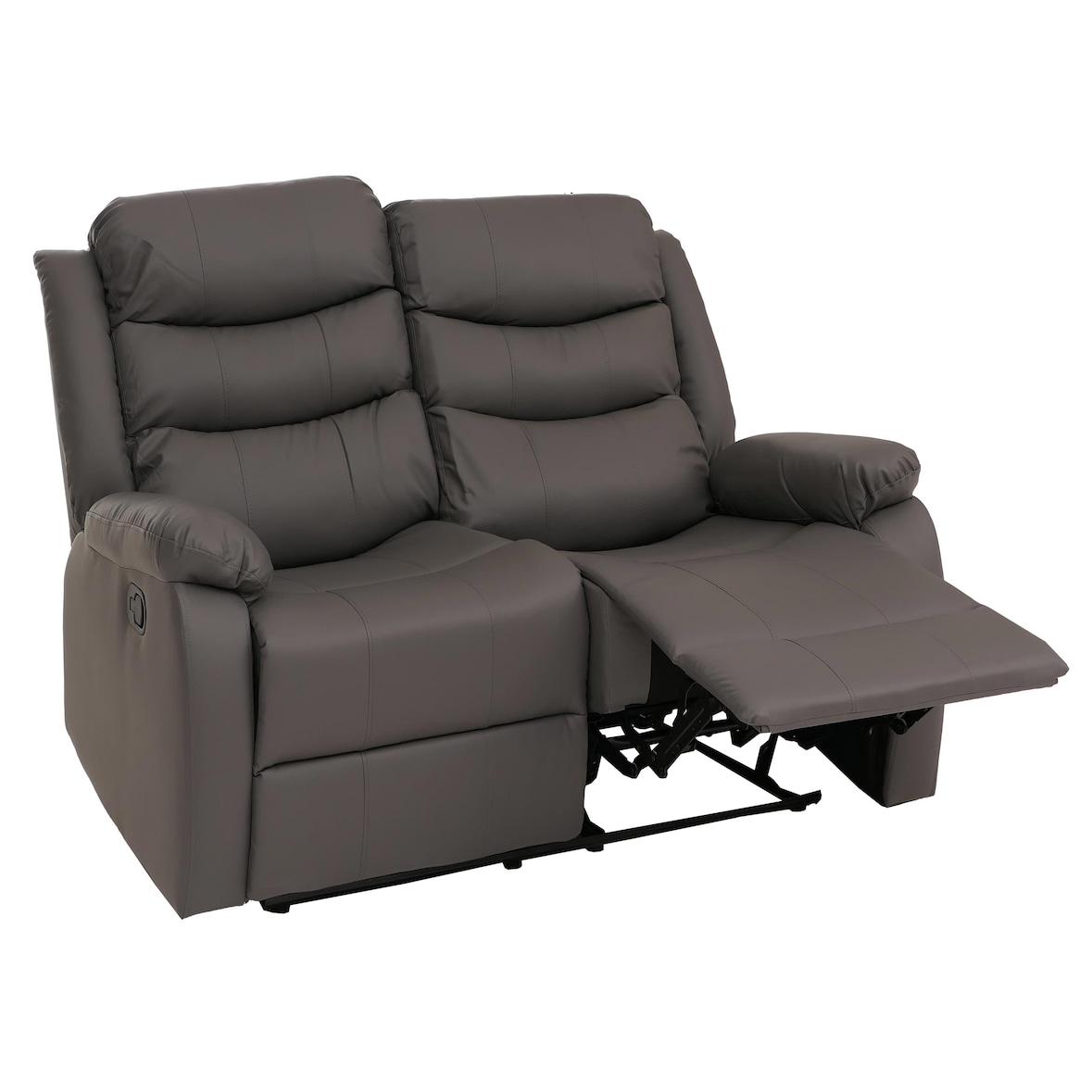 2er Kinosessel HWC-O62, Relaxsessel Fernsehsessel mit Armlehne, Liegefunktion Kunstleder ~ grau