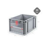 thumbnail of PROREGAL 8x Eurobox NextGen Insight Cover | HxBxT 22x30x40 | 20 Liter | Niedrig/Rot | Eurobehälter, Transportbox, Transportbehälter