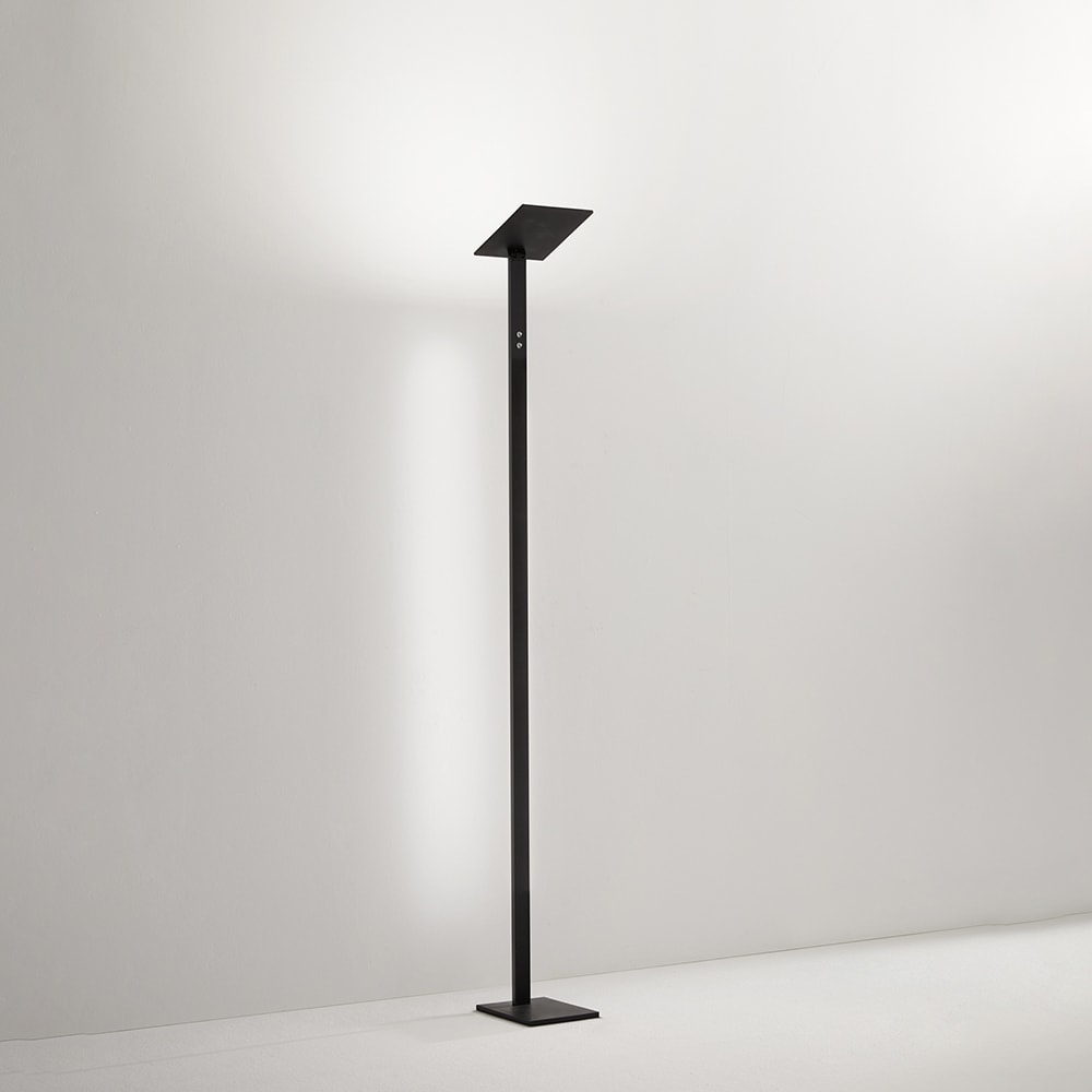 Piantana Moderna Quadra Alluminio Nero Acrilico Led 24W Cct 3000/4000/6000K