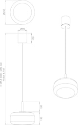 thumbnail of Devero 8W LED-Pendelleuchte Ø 25 cm, Schirm aus cognacfarbenem Borosilikatglas, dimmbar, Farbtemperatur 2700K-4000K, IP20 - Devero Kollektion