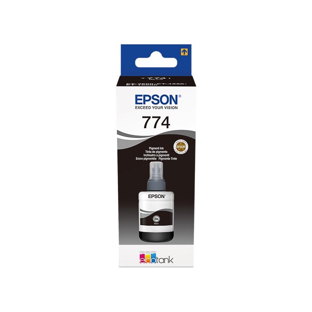Inchiostro originale Epson T774, nero per Epson L1455, L605, L655, Ecotank Et-3600, 4550, L1455, Workforce Et-16500, M100, M105
