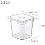 thumbnail of Araven GastroNorm Basic GN 1/6 Polycarbonat-Behälter – 2,3 Liter – 17,6 x 16,2 x 15 cm (H)