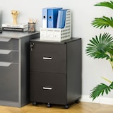 thumbnail of Cajonera de Oficina Mueble Auxiliar para Archivos con 2 Cajones Cerradura de 2 Llaves 5 Ruedas 2 Frenos para Estudio Despacho Dormitorio 43x45x72 cm