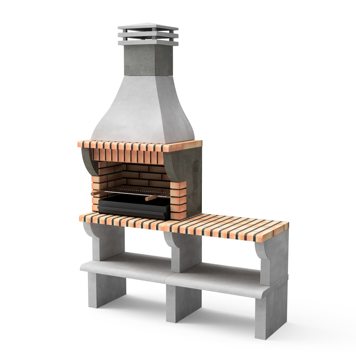 MF - Grillkamin Modell Maipu XL mit Seitenablage (Grau, Orange - 165 x 58 x 245 cm) REF: 3535/3 - Für Außenbereich