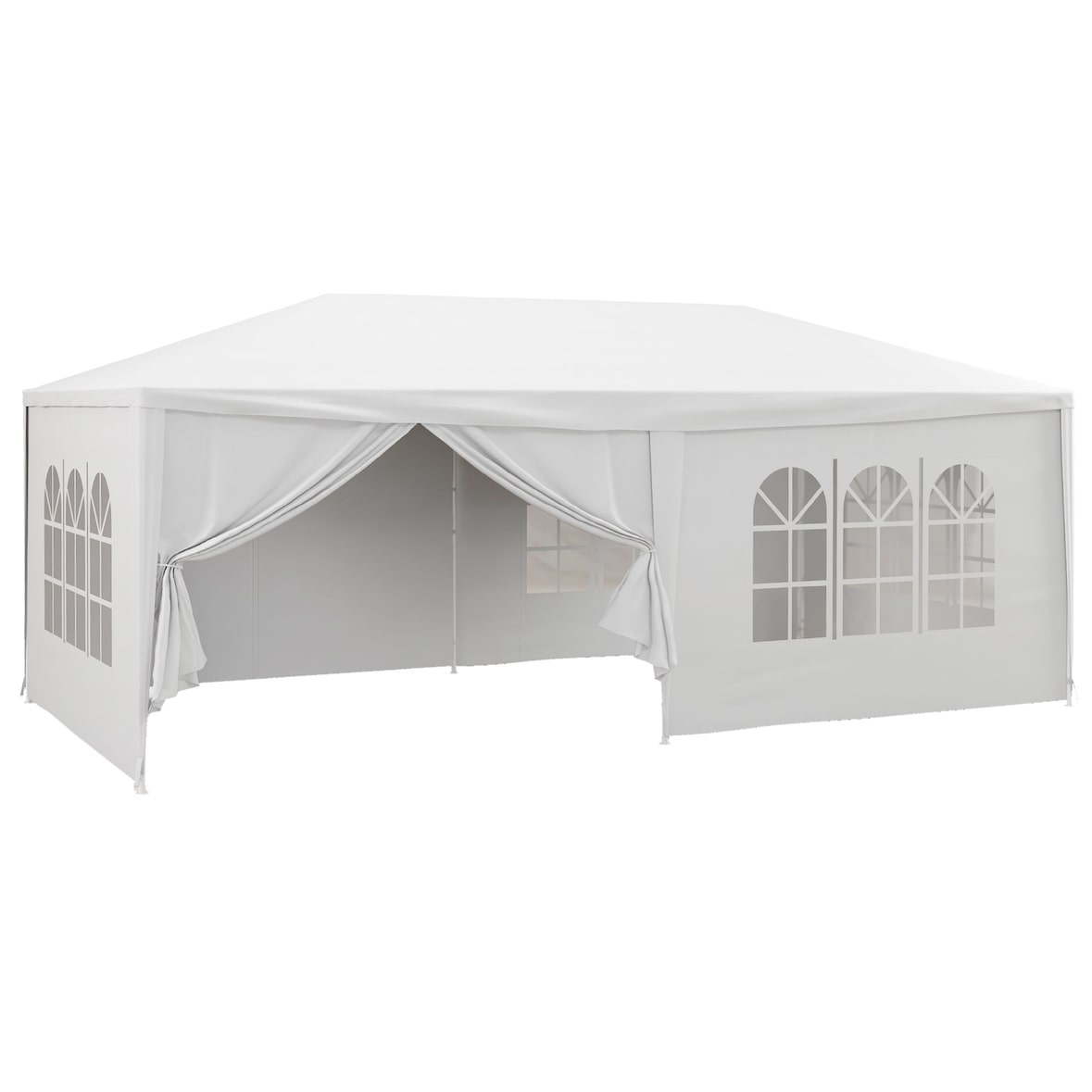 Outsunny carpa de jardín 6x3 m cenador desmontable de exterior con 4 ventanas 2 puertas con cremallera 6 paredes laterales e impermeable