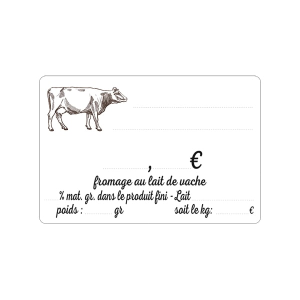 10 étiquettes LAIT VACHE 10x7 cm