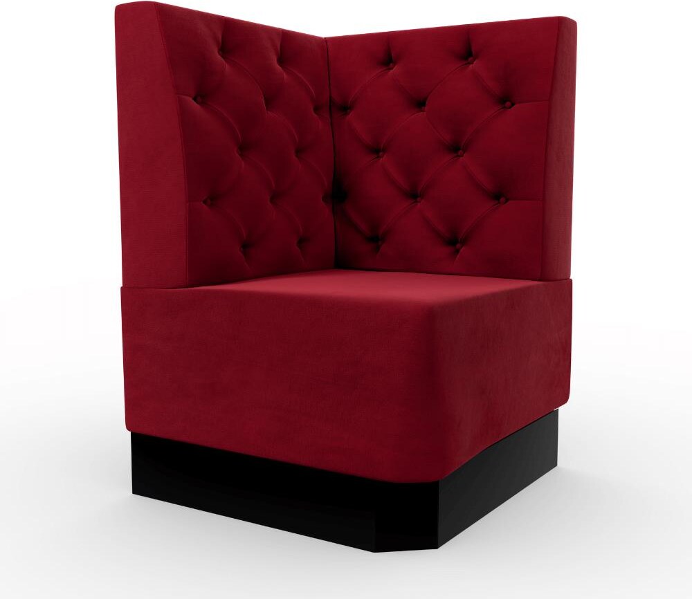 Gastro Eckbank Amsterdam | 64x64 cm | Samtstoff in Rot | Chesterfield