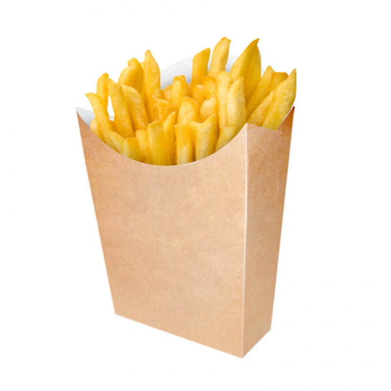 500 unidades. Caixa de papelão Kraft média para batatas fritas Ref EG0006K