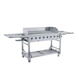 thumbnail of METRO PROFESSIONAL Barbecue à gaz 8 brûleurs, surface de cuisson 49 x 120 cm, tablette latérale, mobile, housse de protection, acier inox, argenté