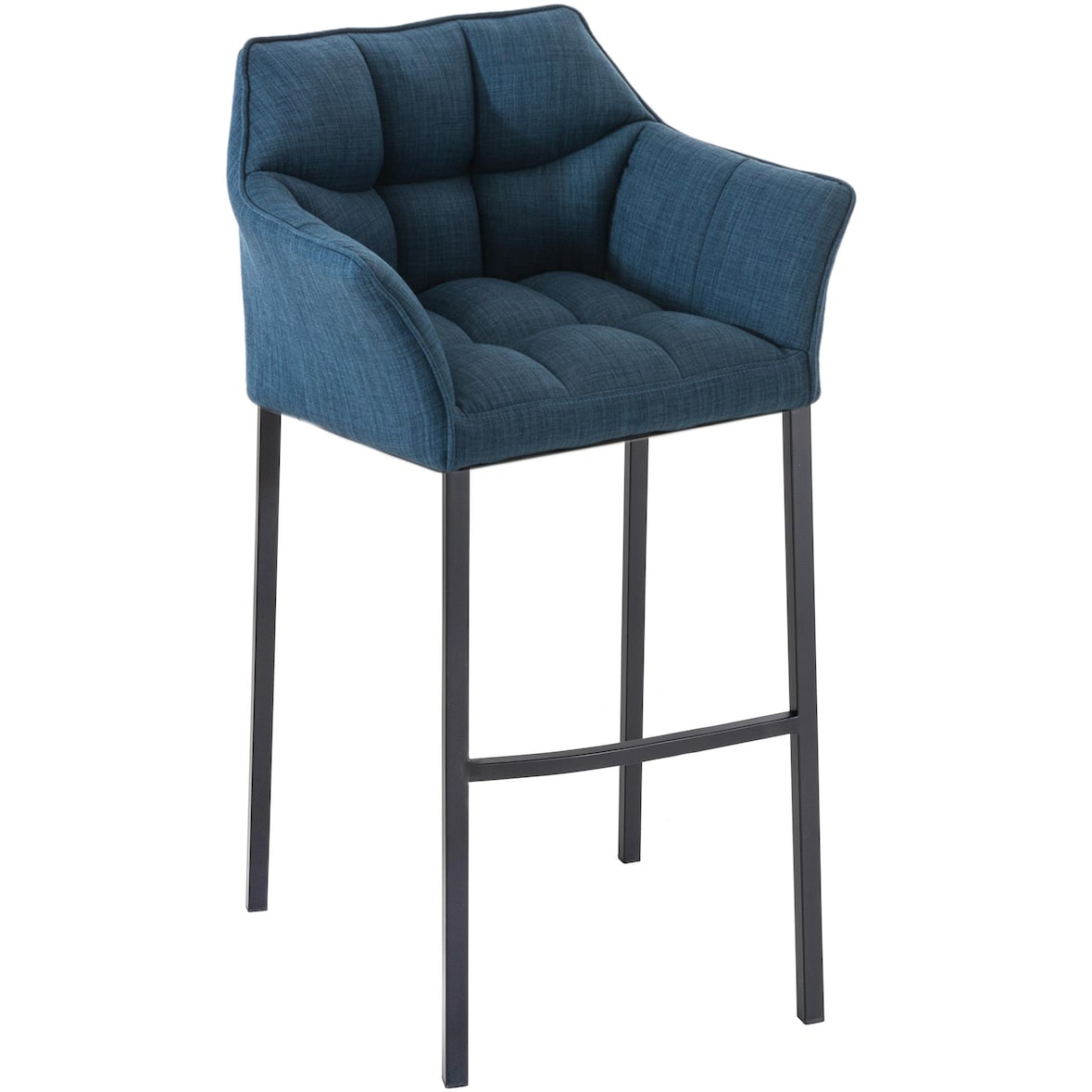 Taburete de Bar Damaso Tela con Base de Cuatro Patas Azul/Negro