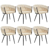 thumbnail of tectake Lot 6 chaises de salle à manger en velours design noué sables - 405532