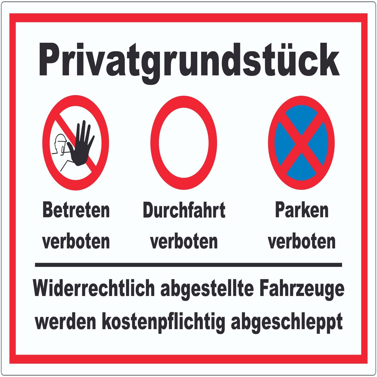 HB-Druck Privatgrundstück Parken verboten Aufkleber A7 (74x105mm)