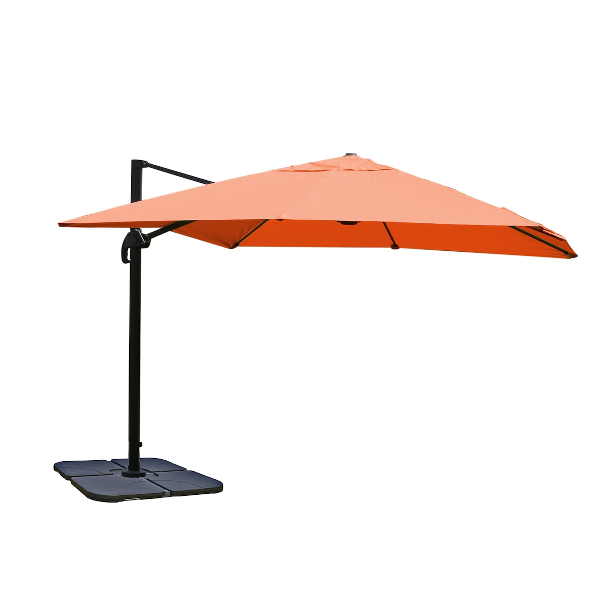 Ampelschirm HWC-A96, Gastronomie Sonnenschirm, 3x3m (Ø4,24m) Polyester/Alu 23kg ~ terracotta mit Ständer, drehbar