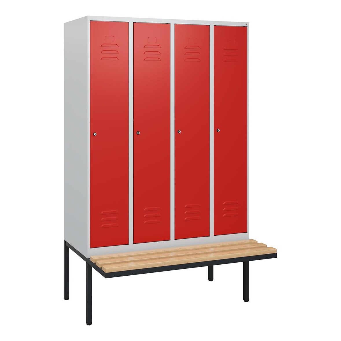 C+P Spind Classic PLUS, Bank, 4 Abteile, 1950x1200x815mm, 7035/3020