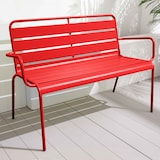 thumbnail of Banco metálico rojo para terraza - Oviala