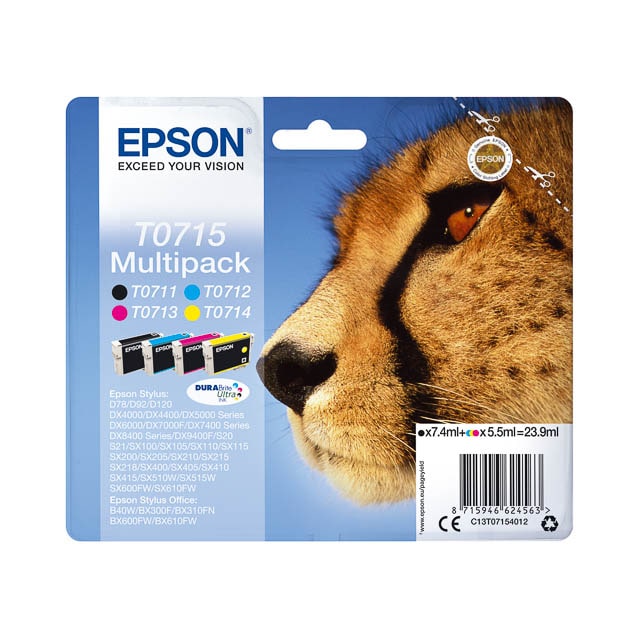 Originale Epson T0715 Cartuccia d'inchiostro multipack/ Nero/ Ciano/ Giallo/ Magenta