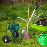thumbnail of Relaxdays Schlauchwagen, bis 80 m, 2 Lufträder, Klickkupplung, Schlauchtrommel Metall, Schlauchabroller Garten, grün