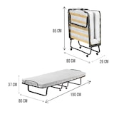 thumbnail of Dmora Letto pieghevole Dparis, Brandina con rete 12 doghe, Materasso incluso, Lettino salvaspazio, 100% Made in Italy, 80x190h37 cm