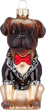 thumbnail of Christbaumschmuck Hund Weihnachtsmops 9cm Glas Dekofigur Weihnachtsbaumschmuck