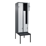 thumbnail of C+P Z-Spind Classic PLUS, Kunststoff untergebaute Sitzbank, 4 Abteile, HxBxT 212x60x82cm, Sicherheitsdrehriegel, Anthrazit/Hellgrau von PROREGAL