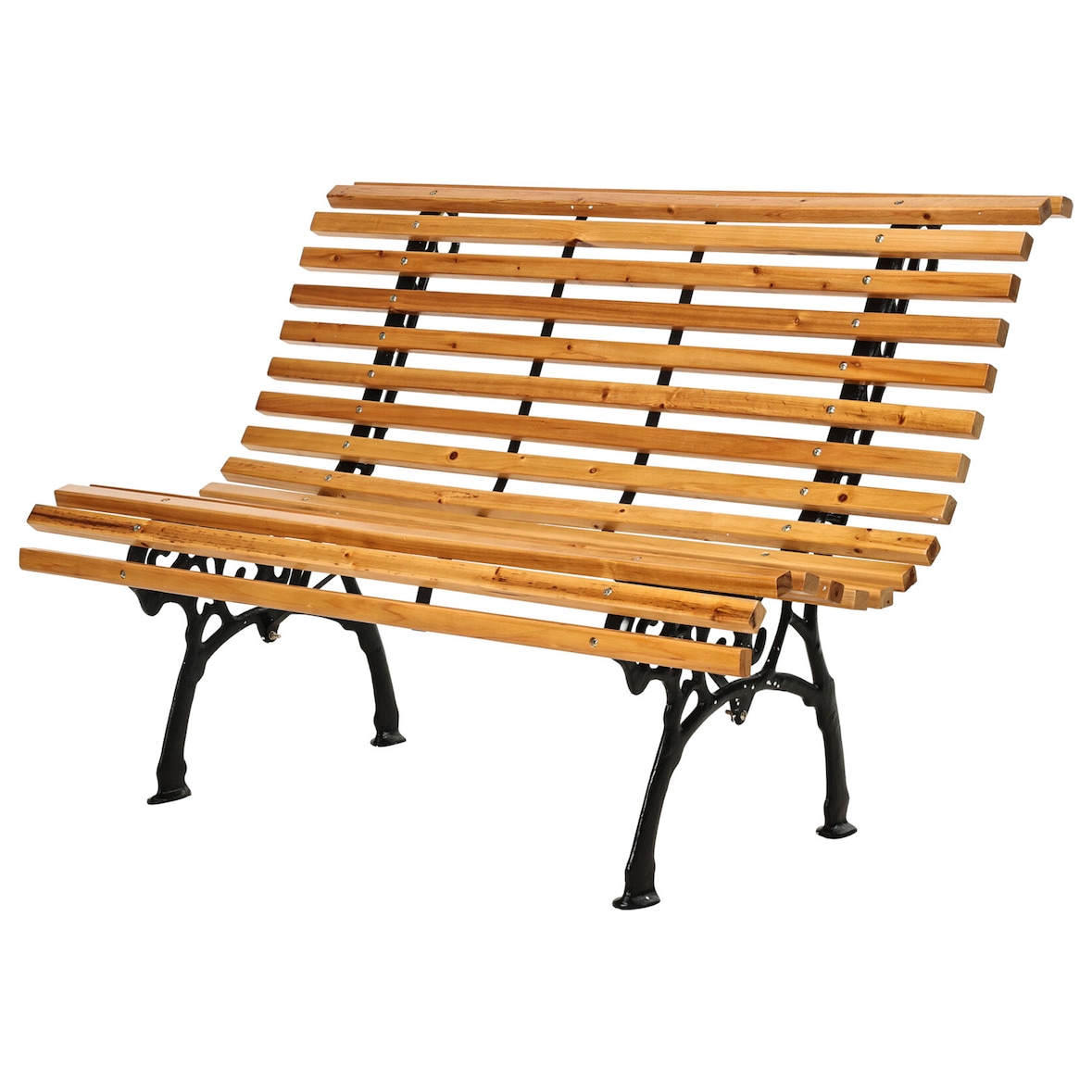 WellHome - Banco de jardim em madeira e estrutura metálica 117x61x77cm