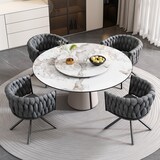 thumbnail of Drehbare Esszimmerstühle 4er-Set Samt Grau mit 360°-Drehfunktion und Metallgestell