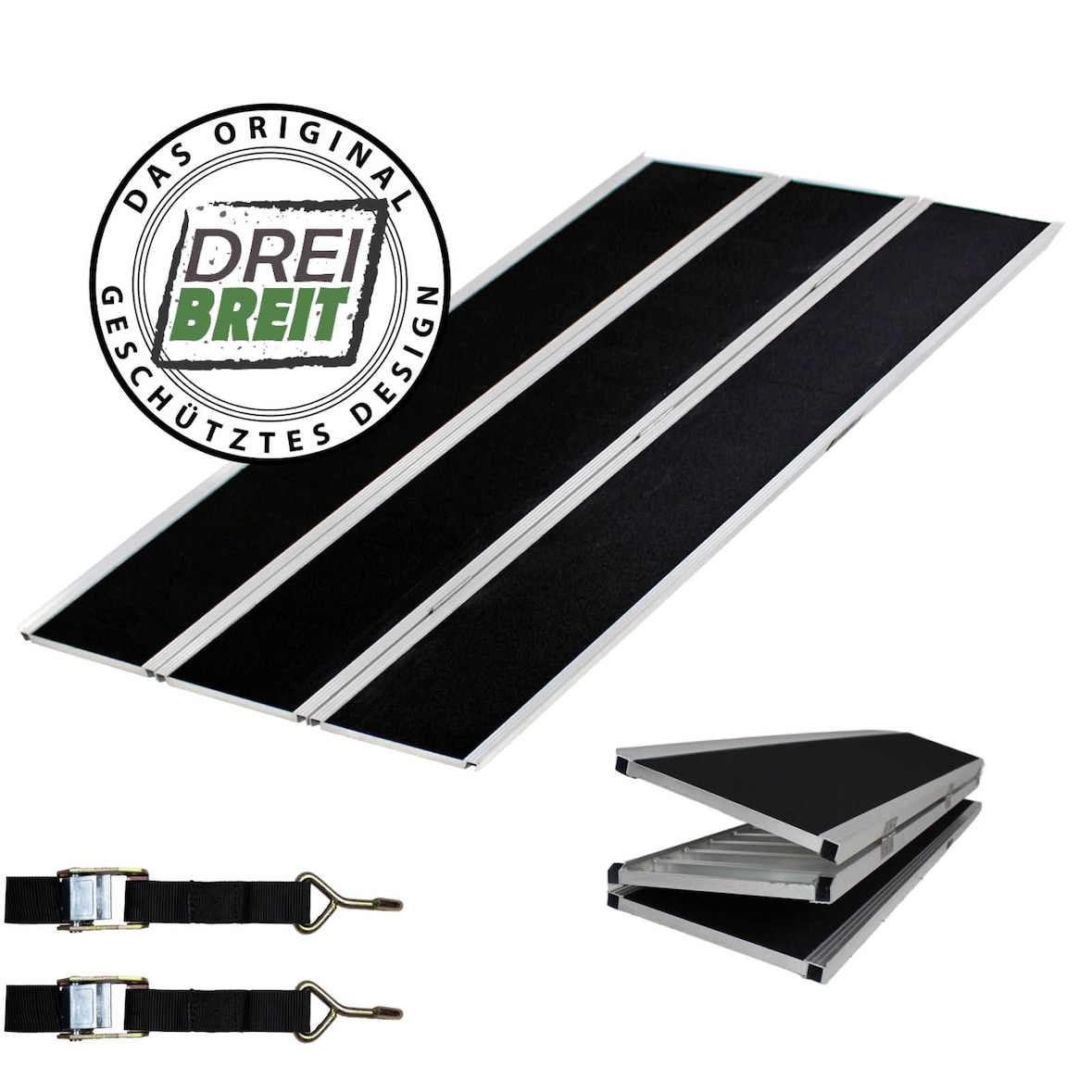 DREIBREIT by TRUTZHOLM Alu Auffahrrampe 175 cm 2-fach klappbar Tragkraft 1020 kg beschichtet Rampe