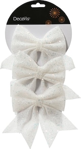 thumbnail of Schleifen 13cm Polyester Glitzer 3er Set Geschenkschleifen Weihnachtsschleifen Dekoschleifen festliche Dekoration Weihnachten Hochzeit weiß