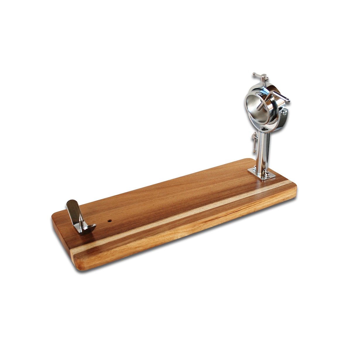 Jamonero giratorio con cabezaL telescópico y base de madera acacia, medida:54x20x27
