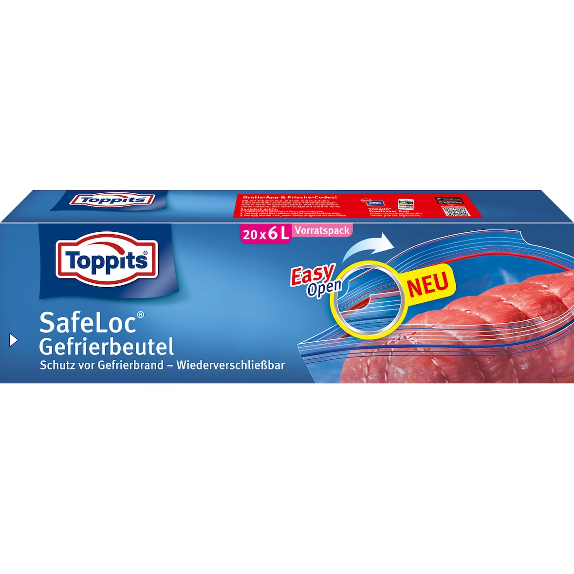 Toppits Doppelverschluß-Gefrierbeutel, 30 x 35 cm, 6 L, 20 Stück