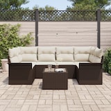 thumbnail of vidaXL 7-teiliges Garten Sofa Set mit Kissen Braun Poly Rattan