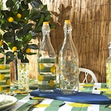 thumbnail of Glazen Beugelfles 1 Liter – Waterfles met Zomers Citroenpatroon – Transparant