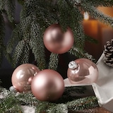 thumbnail of Christbaumkugeln Weihnachtskugeln Glas 8cm glänzend matt rosa 6 Stück