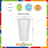 thumbnail of DayBays 50 Stk. Trinkbecher 300ml Ø8cm Plastikbecher 0,3L weiß PP