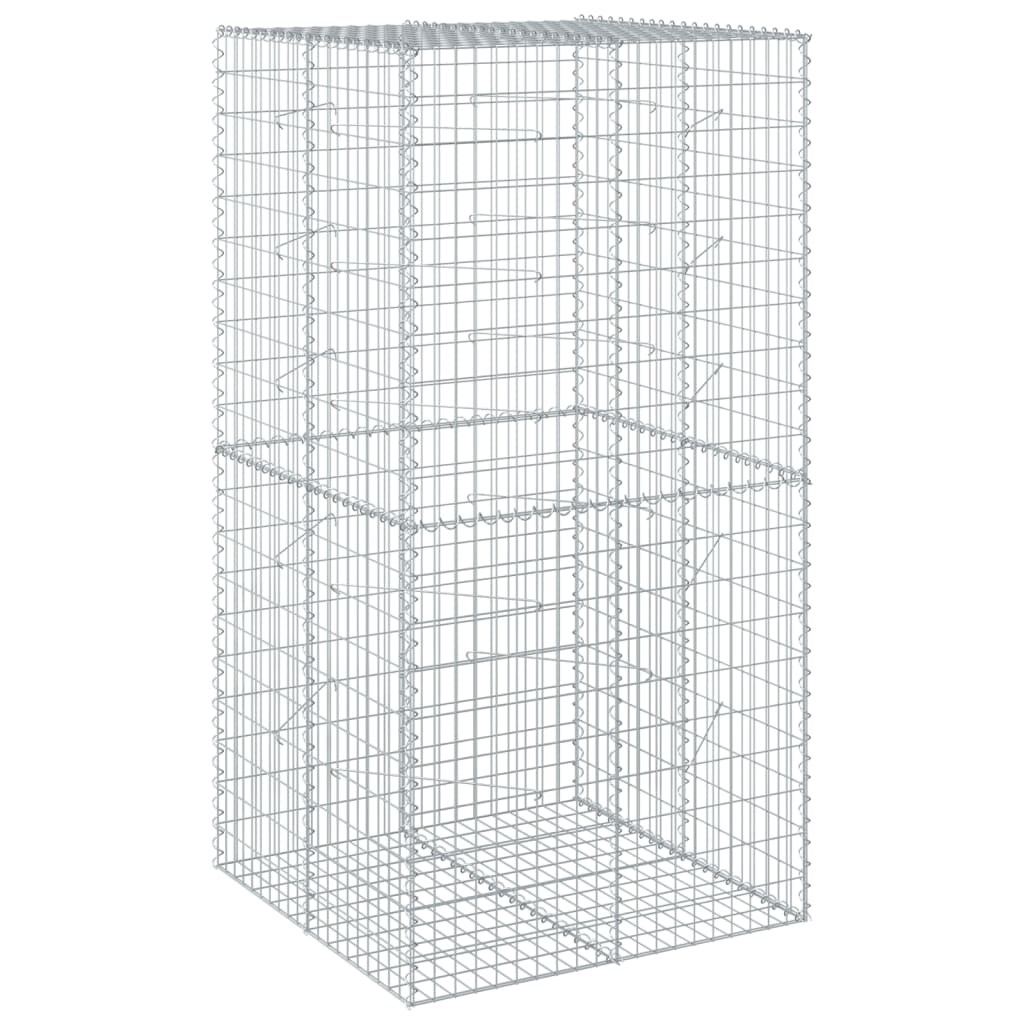 vidaXL Gabione mit Deckel 100x100x200 cm Verzinktes Eisen