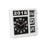 thumbnail of Horloge carrée avec calendrier à bascule, idéale pour malvoyants et personnes Alzheimer, analogique, 31 x 31 cm, blanc/noir, version néerlandaise