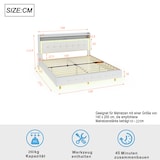 thumbnail of Merax Polsterbett 140*200, mit USB-Steckdose und LED-Licht, verstecktes Fußdesign, Doppelflachbett, Leinenstoff beige