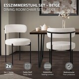 thumbnail of ML-Design – Esszimmerstühle 2er Set Weiß | Teddystoff, Rückenlehne, schwarze Metallbeine, ergonomische Küchen- & Wohnzimmerstühle
