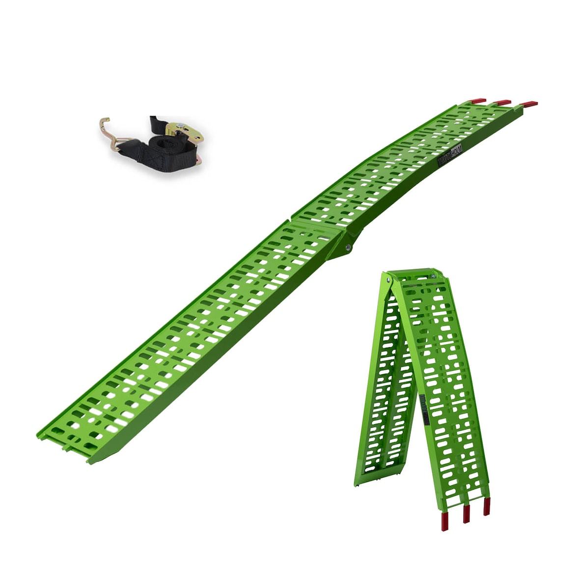 TRUTZHOLM 1 x Auffahrrampe klappbar 228 cm Traglast 340 kg Alu grün gelocht Motorradrampe Mofarampe