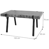 thumbnail of Table à manger HWC-L54, Table de cuisine Table de salle à manger, métal industriel 150x90cm ~ chêne sauvage foncé