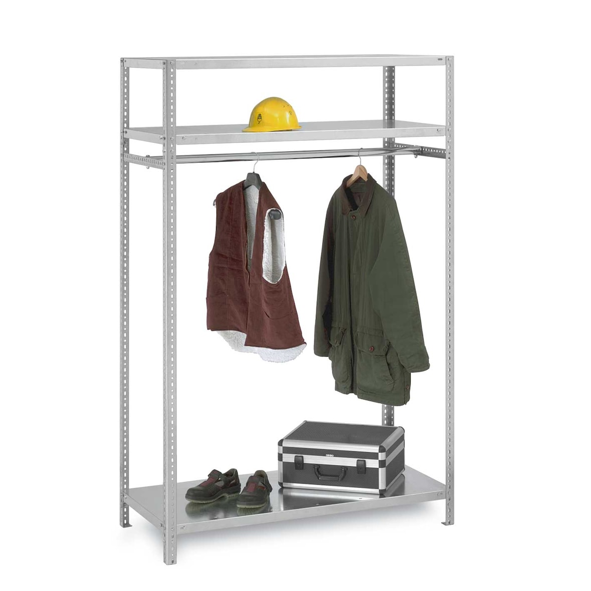 PROREGAL Garderobenregal Schraubsystem | HxBxT 200x100x60cm | Fachlast 100kg | Lichtgrau | Kleiderstangenregal Kleiderständer Garderobe