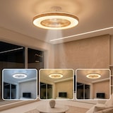 thumbnail of Lumisky Ventilateur Plafond LED WOODIA D48cm Effet bois Aluminium Beige
