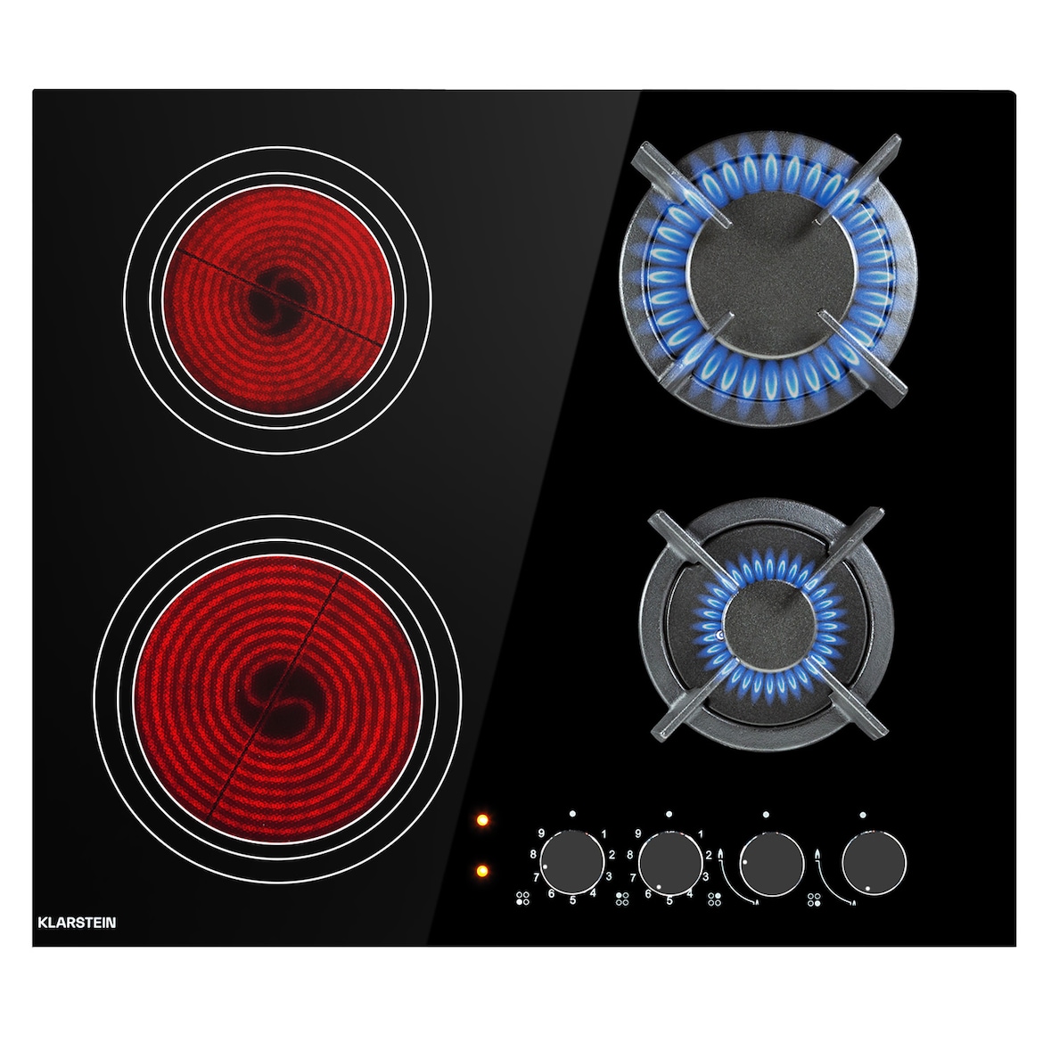 MultiChef 4 Kombi-Gaskochfeld Gas/Glaskeramik 4 Zonen Schwarz