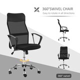 thumbnail of Bürostuhl Drehstuhl mit Netz Schwarz 65x63x119 cm höhenverstellbar mit Wippfunktion Kopfstütze Armlehnen 360 Grad Rollen